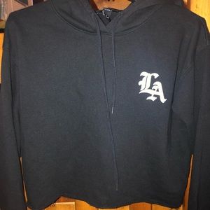 black cropped/crop top hoodie